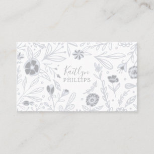 Trendgraue Wildblume Blumenmuster Visitenkarte