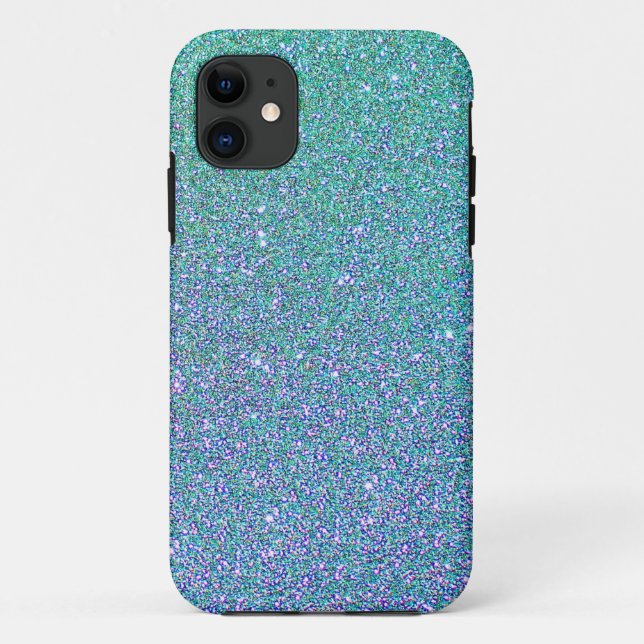 Trendgrün Aquamarin Blue Glitzer Pattern Case-Mate iPhone Hülle (Rückseite)