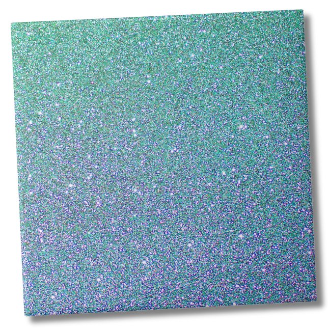 Trendgrün Aquamarin Blue Glitzer Pattern Fliese (Blue Green Ombre Glitter Background Tile)