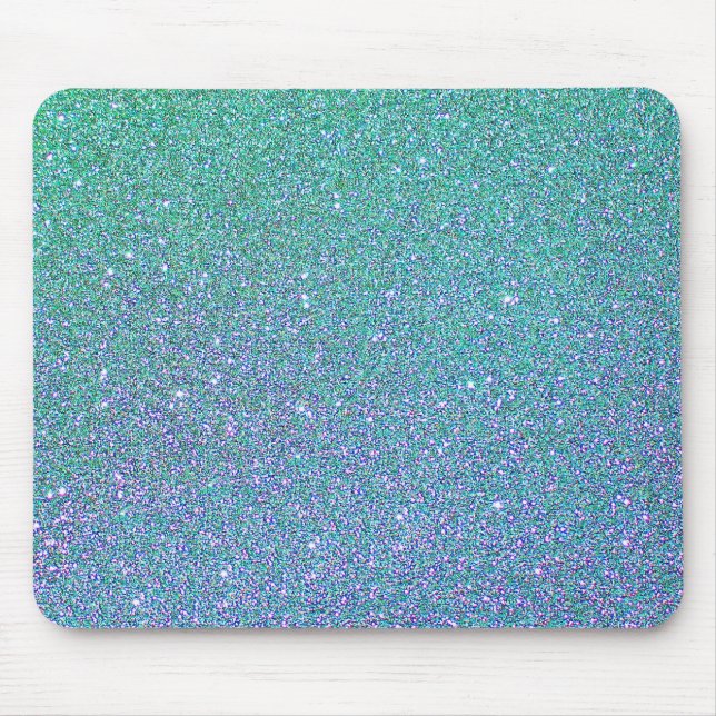 Trendgrün Aquamarin Blue Glitzer Pattern Mousepad (Vorne)