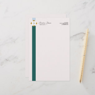 Trendgrüne Streifen Gold-Logo Briefpapier