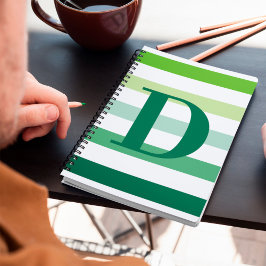 Trendgrüne Streifen Monogramm Notizblock