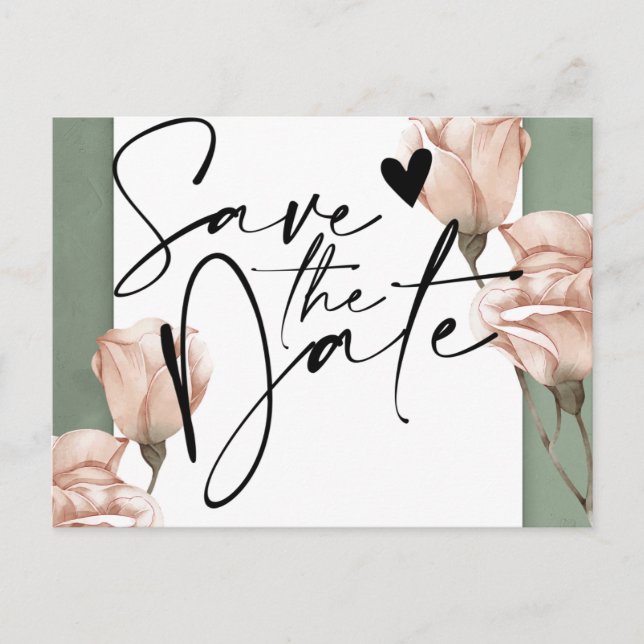 Trendgrüner Ankündigung Datum freihalten Postkarte (Vorderseite)