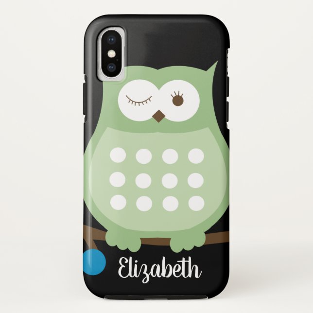 Trendgrünes Owl mit Namen Handy Case (Rückseite)
