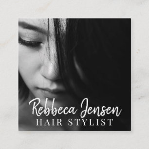 Trendhaar Stylistin Foto Quadratische Visitenkarte