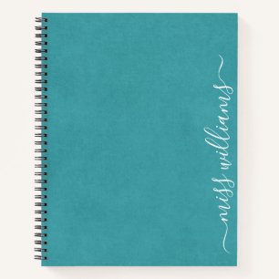Trendig Chic Teal Kalligrafie-Monogramm Notizbuch