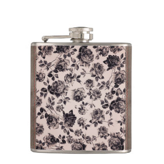 Trendig Chic Weiße & Schwarze Vintage Elegante Flo Flachmann