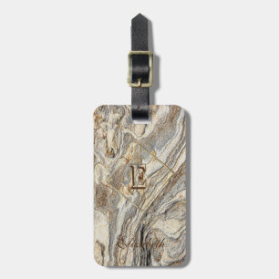 Trendig Cool Marmortextur, monogramm-personalisie Gepäckanhänger