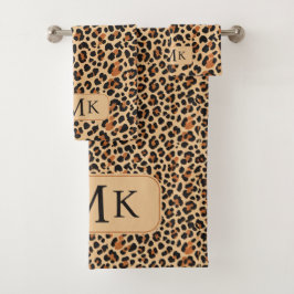 Trendig fett Leopard Print Custom Monogram Badhandtuch Set