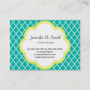 trendig, hübsch, klassisch, gelb, aquamarin, Quart Visitenkarte