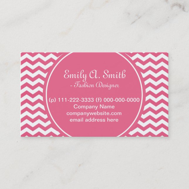 trendig, hübsch weiß und rosa Zickzack Visitenkarte (Vorderseite)