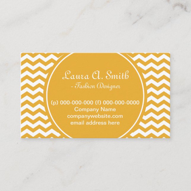 trendig, klassisch, hell und sonnig gelb Zickzack Visitenkarte (Vorderseite)