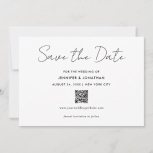 Trendig Moderne Einfache Schwarz-Weiß-Handschrift Save The Date