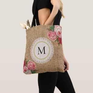 Trendig-rustikale Vintage-Blumen-Spitze-Monogramm