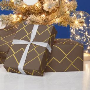 Trendig Schick Geometrisch Goldbraun Geschenkpapier