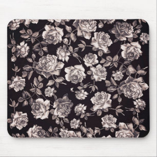 Trendig Schick Schwarz & Weiß Vintage Elegant Flor Mousepad