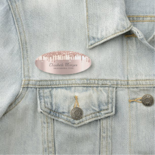 Trendig, Streifen Glitter Tropfen, Roségold Namensschild