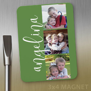 Trendige 3er-Fotocollage mit individuellem Monogra Magnet