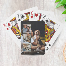 Trendige 4-Foto-Collage Familienname Schwarz Poker