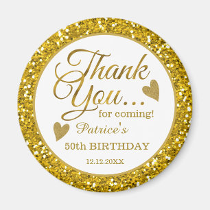 Trendige 50. Geburtstagsfeier Gold Glitter Danke Magnet
