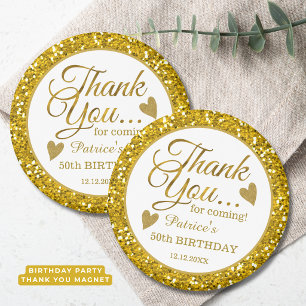 Trendige 50. Geburtstagsfeier Gold Glitter Danke Magnet