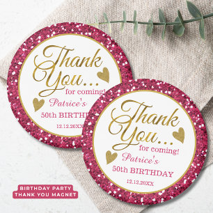 Trendige 50. Geburtstagsfeier Rosa Glitter Danke Magnet