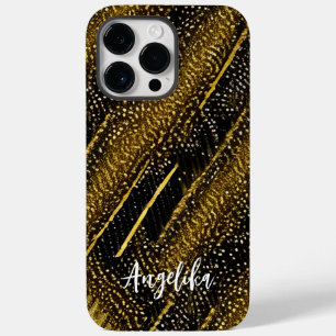 Trendige Abstrakte Wirbel Schwarz und Gold Persona Case-Mate iPhone 14 Pro Max Hülle
