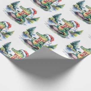 Trendige Alligatoren-Krokodile Weihnachtsmuster Geschenkpapier
