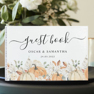 Trendige Aquarellblumen und Kürbisse Herbst  Gästebuch