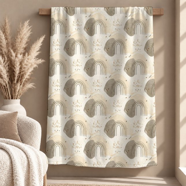 Trendige Beige Hellbraune Boho-Decke Kunst Fleecedecke (Trendy Beige Light Brown Boho Blanket Decor Art)