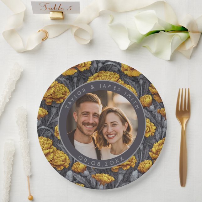 Trendige benutzerdefinierte Nelken-Blumen-Hochzeit Pappteller (Hochzeit)