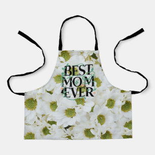 Trendige Beste Mama Aller Zeiten Weiße Blumen Mode Schürze