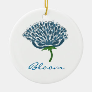 Trendige blaue Blume Keramik Ornament