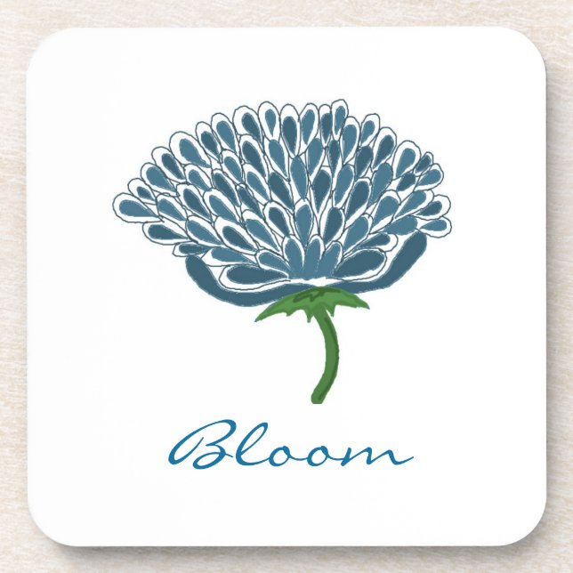 Trendige blaue Blume Untersetzer (Vorderseite)