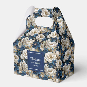 Trendige blaue Elfenbein-Blumen personalisierte Ge Geschenkschachtel