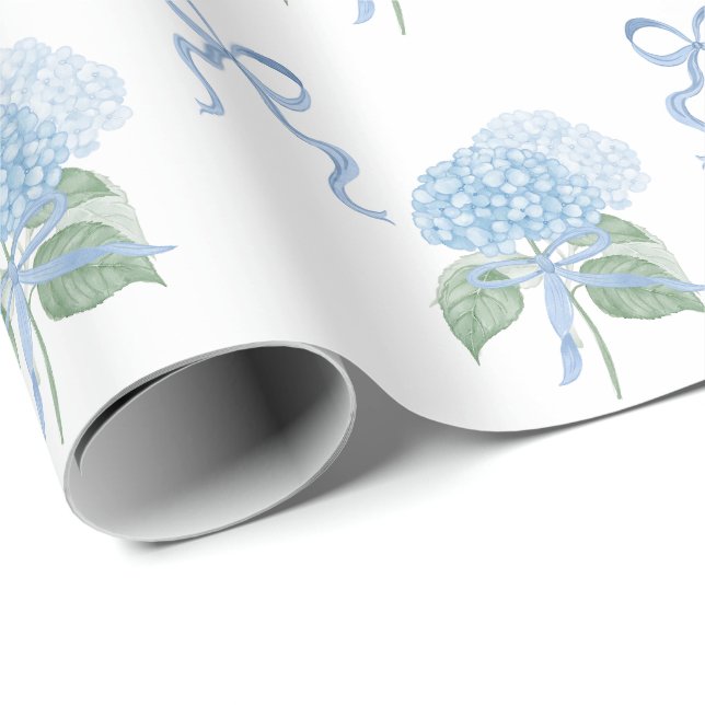 Trendige Blaue Hortensie  Geschenkpapier (Rolleneckpunkt)