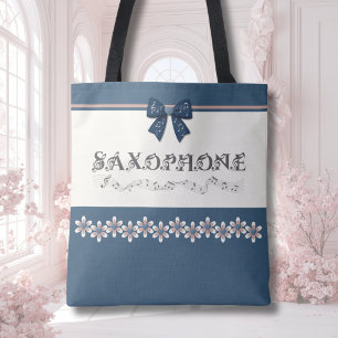 Trendige blaue kokette Bogen Saxophon Musik-Tasche