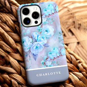 Trendige blaue Rosen mit individuellem Namen Flora iPhone 16 Pro Max Hülle