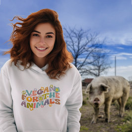 Trendige Blume Retro Vegan für Tiere Hoodie