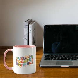 Trendige Blume Retro Vegan für Tiere Tasse
