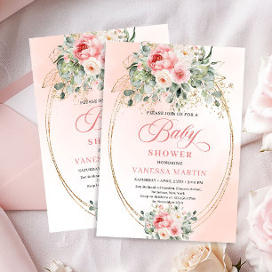 Trendige Blush-Rosen Gold-Baby-Shower-Einladung Mä Einladung