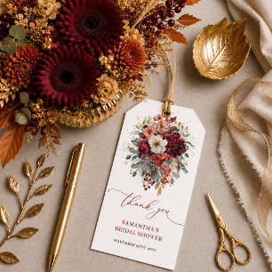 Trendige Boho-Marsala-Herbst-Brautparty-Geschenkan Geschenkanhänger