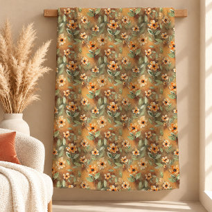 Trendige Boho-Rost-staubgrüne Blumen-Decke Sherpadecke
