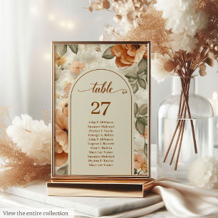 Trendige Boho verbrannte Orange Elfenbein Salbei F Tischnummer