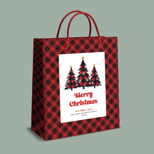 Trendige Buffalo-Karo-Weihnachtsgeschenktasche edi Mittlere Geschenktüte