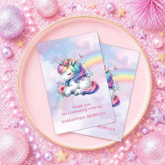 Trendige Bunte Einhorn Mädchen Geburtstag Danke Ca (Trendy Colorful Unicorn Girl Birthday Thank You Card

)
