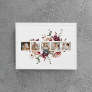 Trendige Collage Familienfoto Bunte Blumen Geschen Leinwanddruck