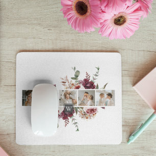Trendige Collage Familienfoto Bunte Blumen Geschen Mousepad