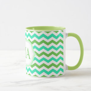 Trendige, coole, frische Zickzack Monogramm-Initia Tasse