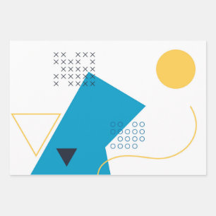 Trendige, coole, geometrische Memphis-Abbildung Geschenkpapier Set